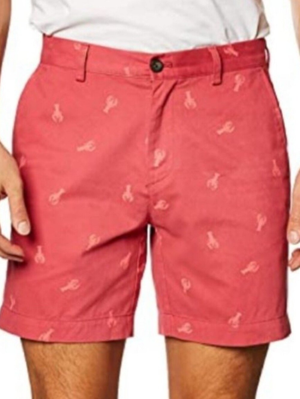Amazon Essentials Chino Shorts Bundle Salmon Lobster Print & Grey Anchor Print